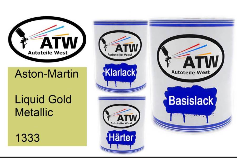 Aston-Martin, Liquid Gold Metallic, 1333: 1L Lackdose + 1L Klarlack + 500ml Härter - Set, von ATW Autoteile West.